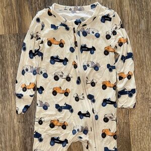 Kids Posh Peanut One Piece Zippy with Blue and Orange Cars Print